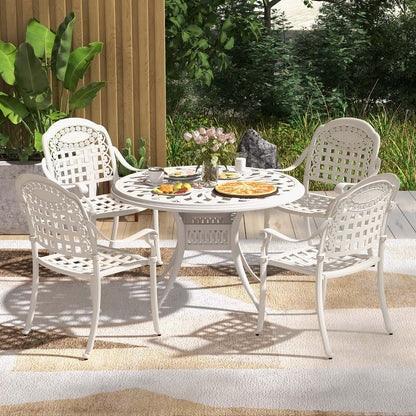 Set of 2 Cast Aluminum Patio Chairs with Armrests-Brown