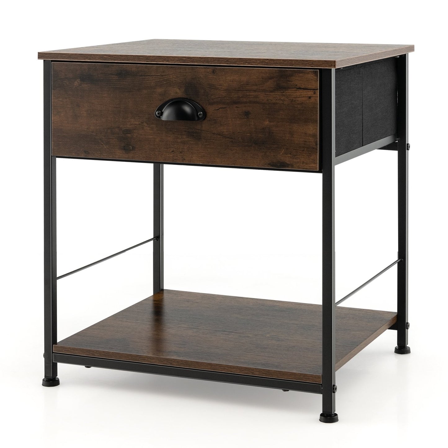 2 Tiers Nightstand with Open Storage Shelf for Living Room Bedroom-2 Pieces