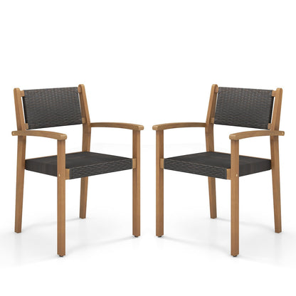 Set of 2 Stackable Outdoor Wicker Dining Chair