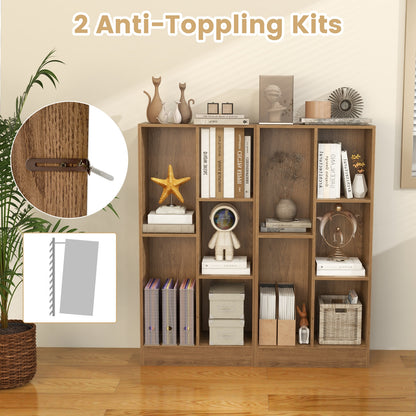 41 Inches 5-Cube Floor Bookcase with 2 Anti-Tipping Kits-Natural