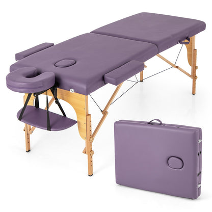 84 Inch Foldable Massage Table with Carrying Bag and Height Adjustable-Black