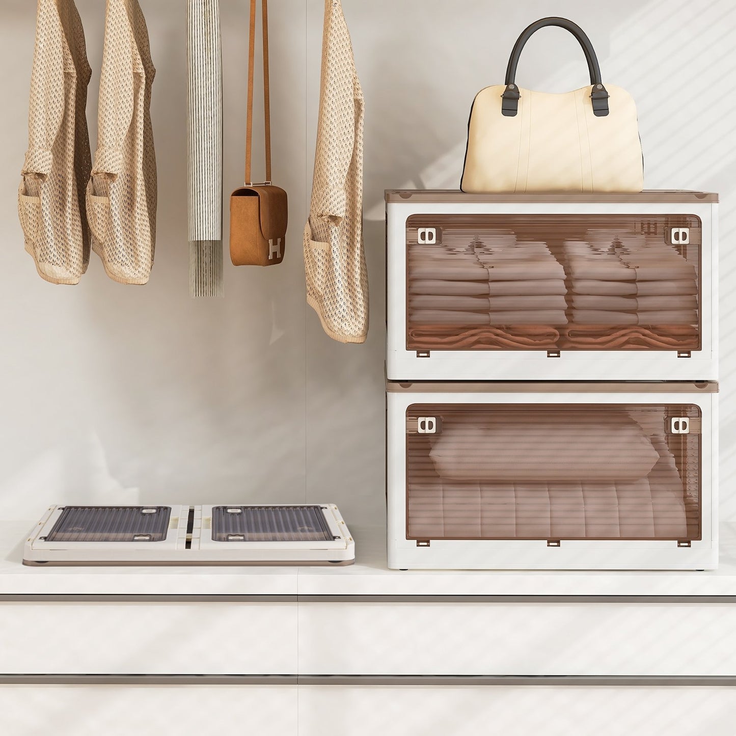 3-Pack Stackable Storage Bins with Lids with 5 Opening Ways-11.5 Gal