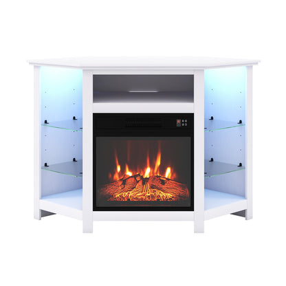 Fireplace Corner TV Stand with LED Lights and Smart APP Control for 50 Inches TV-Black