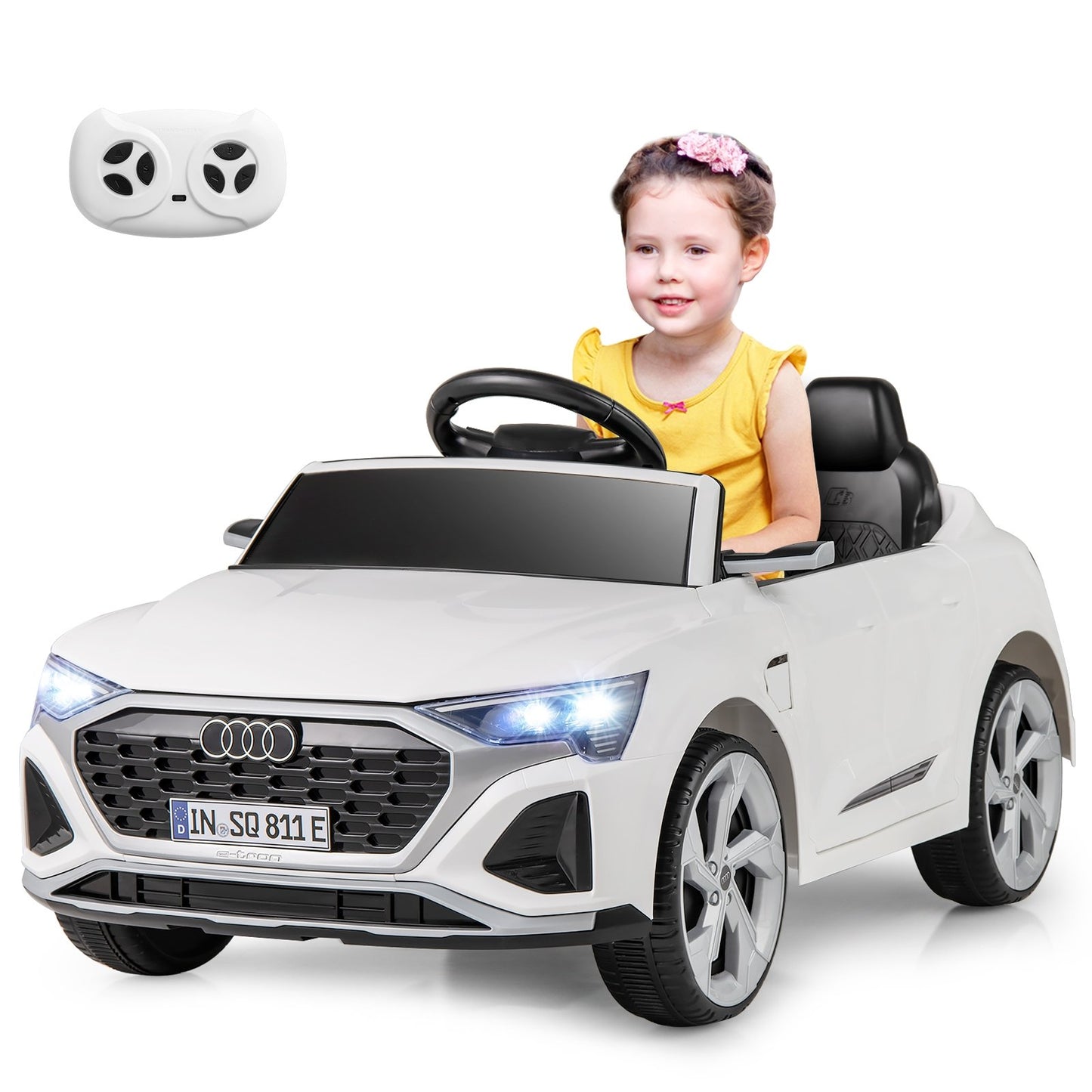 12V Kids Ride on Car Licensed Audi SQ8 with Remote Control and 3 Speeds-Black