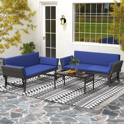 Outdoor Convertible Sofa Daybed with Adjustable Armrests for Balcony-Gray