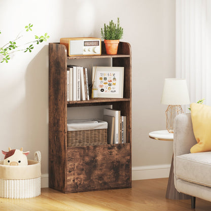 Freestanding Bookshelf with 3-Tier Open Shelf-Rustic Brown