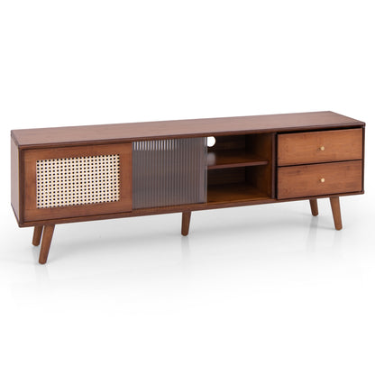 Bamboo TV Stand for TV up to 65 Inch-Brown