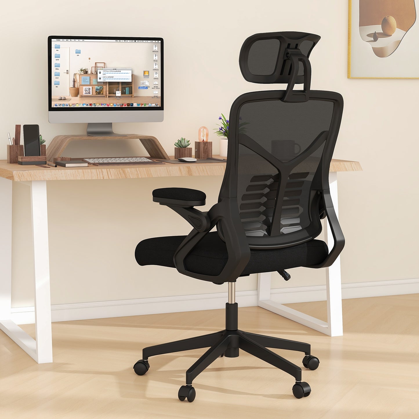 Ergonomic Mesh Office Chair with Lumbar Support and Rocking Function-Black