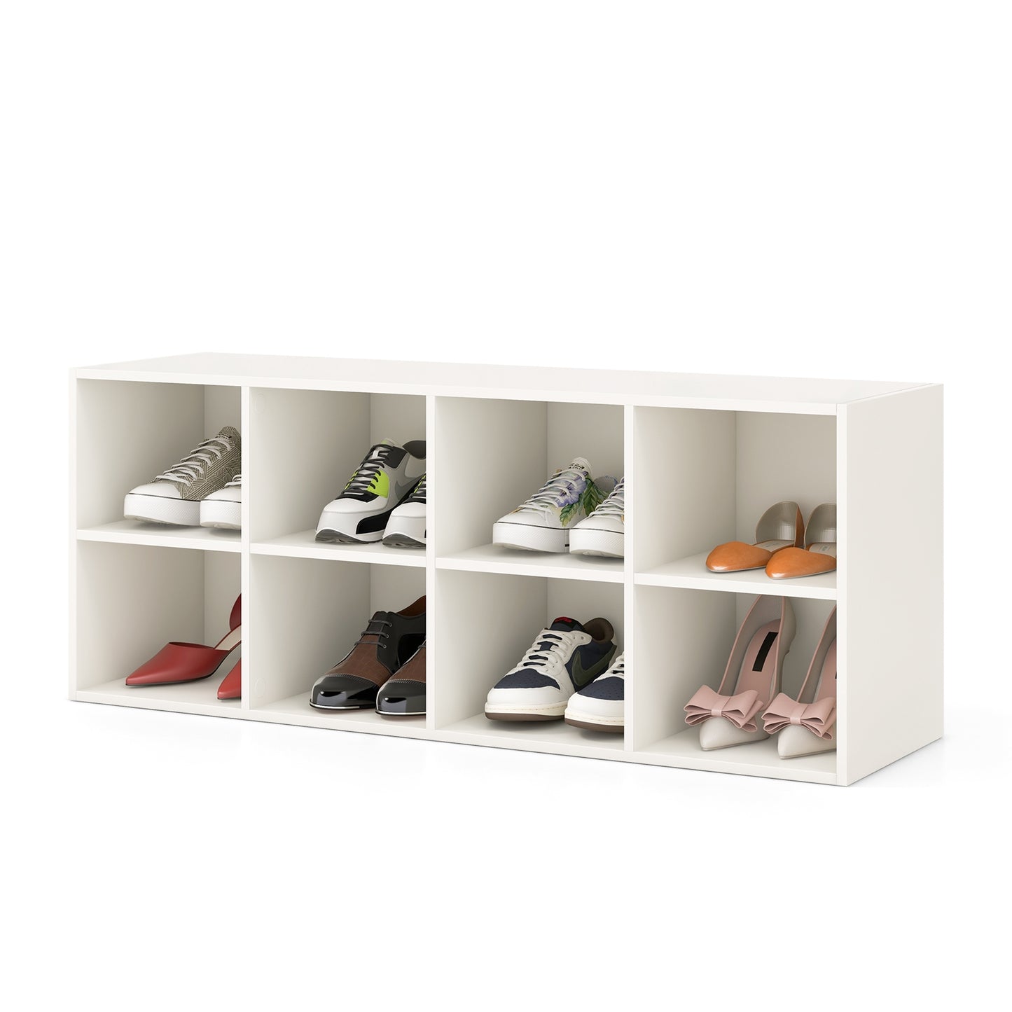 8 Cubbies Shoe Organizer with 500 LBS Weight Capacity-White