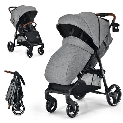 5-Point Harness Lightweight Infant Stroller with Foot Cover and Adjustable Backrest-Black