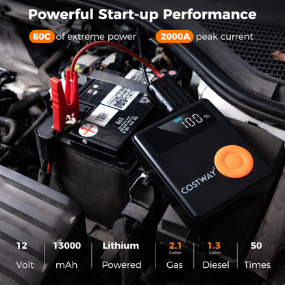 Jump Starter with Air Compressor 2000A 12V Car Battery with 150PSI Digital Tire Inflator
