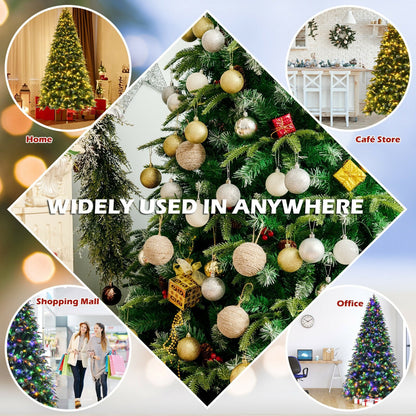 Pre-Lit Snowy Christmas Hinged Tree with Multi-Color Lights-7'