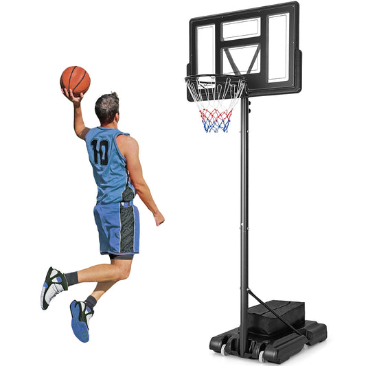 4.25-10 Feet Adjustable Basketball Hoop System with 44 Inch Backboard-B