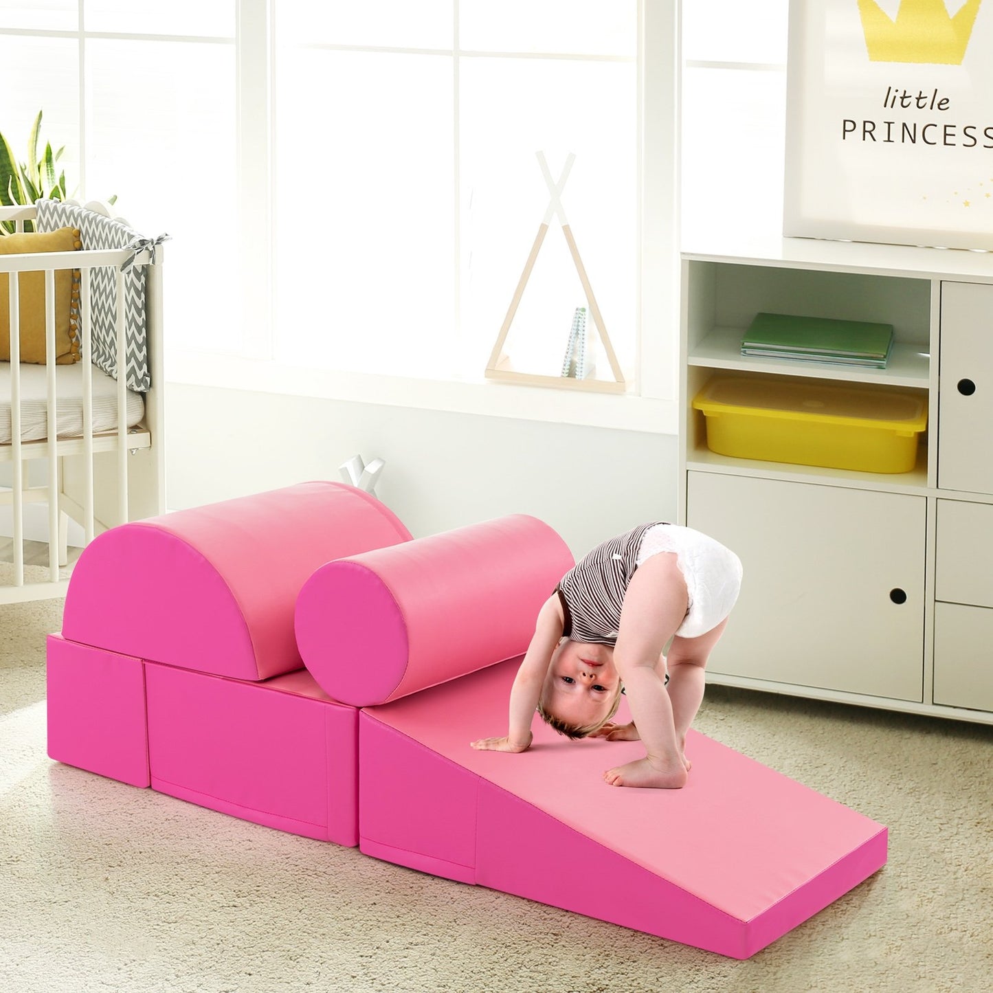 5-Piece Kids Climb and Crawl Activity Playset-Green