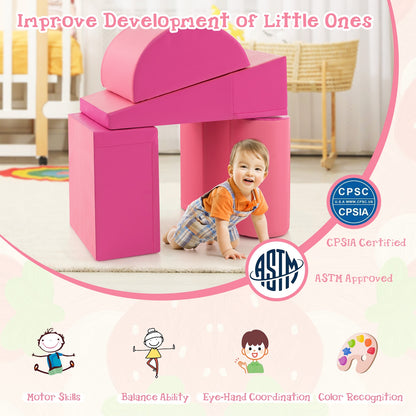 5-Piece Kids Climb and Crawl Activity Playset-Pink