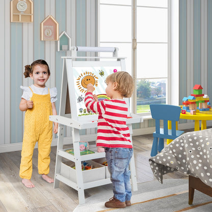3 in 1 Double-Sided Storage Art Easel-Brown