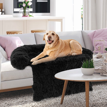 Plush Calming Dog Couch Bed with Anti-Slip Bottom-L