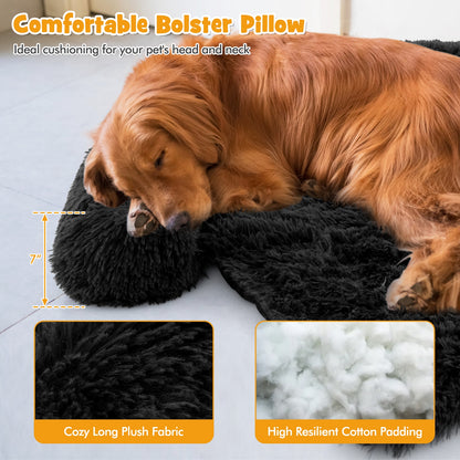 Plush Calming Dog Couch Bed with Anti-Slip Bottom-L