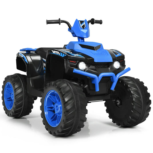 12V Kids Ride on ATV with LED Lights and Treaded Tires and LED lights-Navy