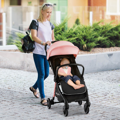 One-Hand Folding Portable Lightweight Baby Stroller with Aluminum Frame-Black