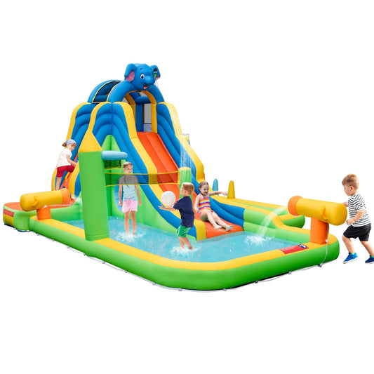 Inflatable Water Slide with Splash Pool and Climbing Wall for Oudoor Indoor without Blower