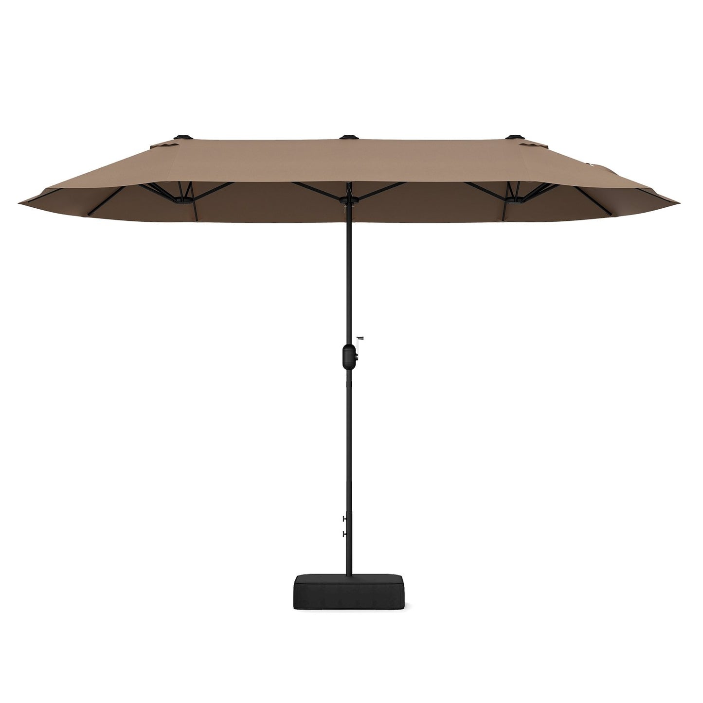 13 Feet Double-Sided Patio Twin Table Umbrella with Crank Handle-Beige
