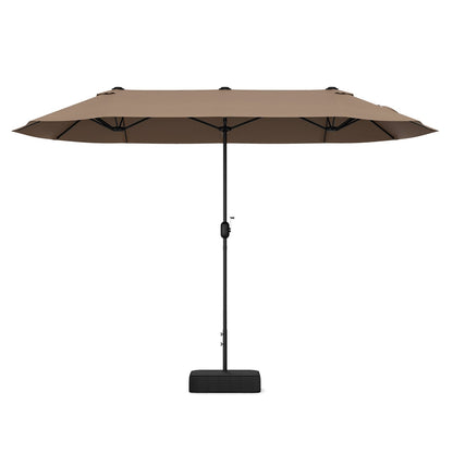 13 Feet Double-Sided Patio Twin Table Umbrella with Crank Handle-Beige