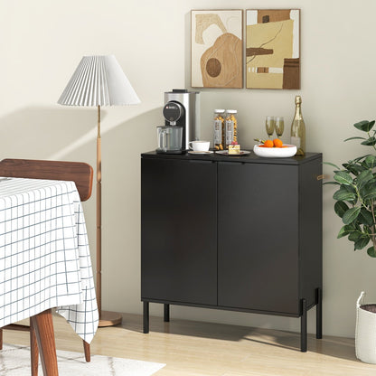 2-Door Buffet Cabinet Sideboard with Shelf and Metal Legs-Black