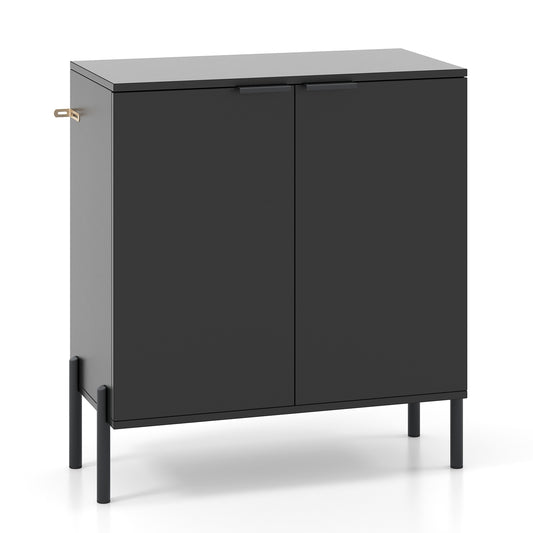 2-Door Buffet Cabinet Sideboard with Shelf and Metal Legs-Black
