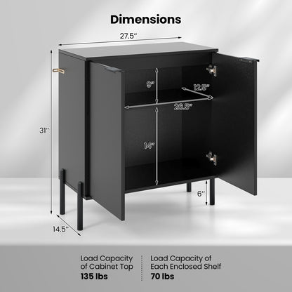2-Door Buffet Cabinet Sideboard with Shelf and Metal Legs-Black