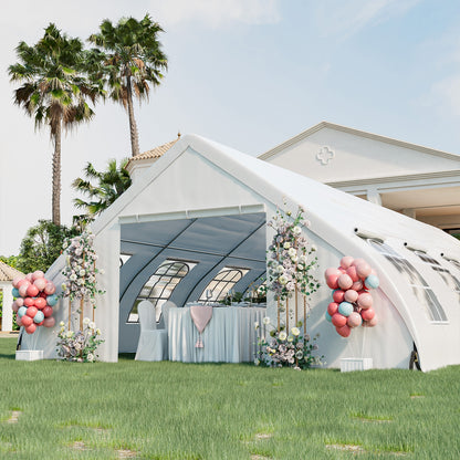 20 x 40 FT Peach Shaped Party Tent Wedding Canopy with Zipper Doors-White