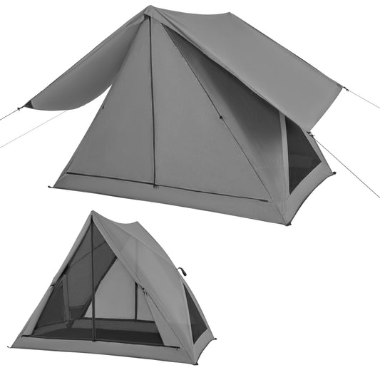 Pop-up Camping Tent for 2-3 People with Carry Bag and Rainfly for Backpacking Hiking Trip-Gray