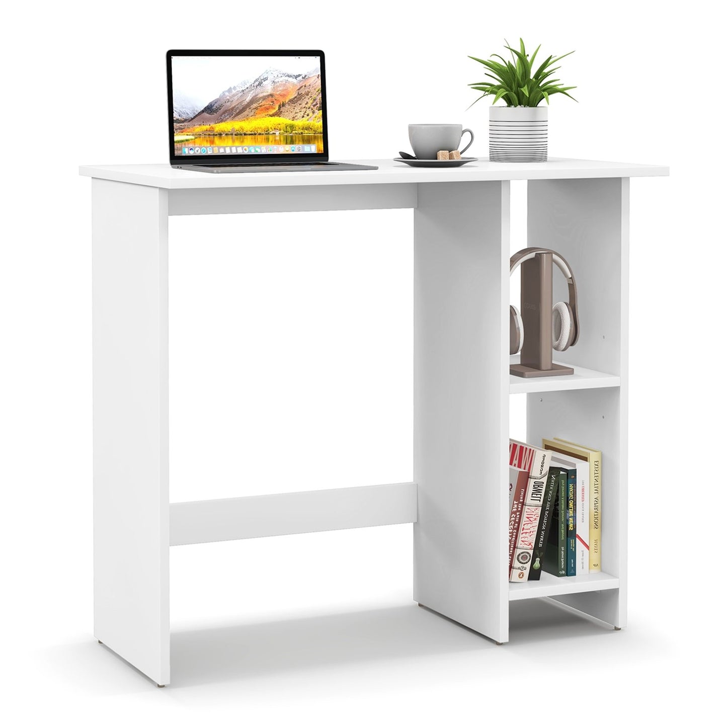 Small Computer Desk with Storage and Adjustable Shelf-Black