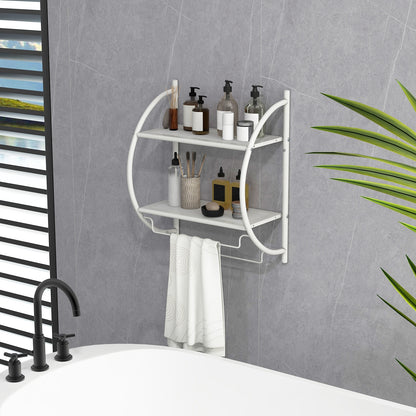 Wall Mounted 2-Tier Bathroom Towel Rack with 2 Towel Bars-White