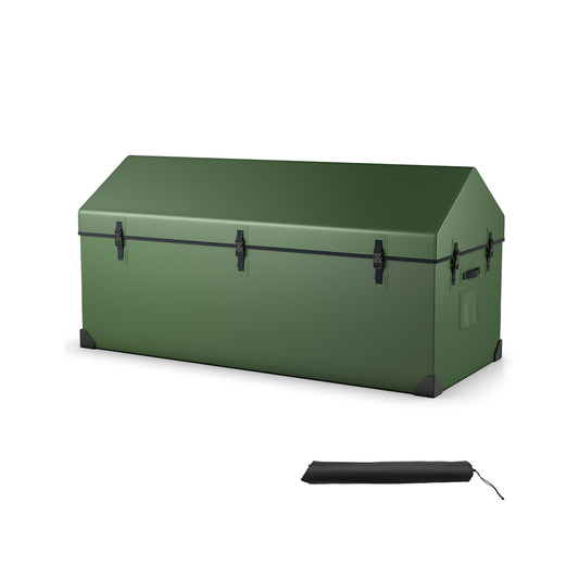 Waterproof Outdoor Storage Box with Ventilated Window  Adjustable Snap-Green