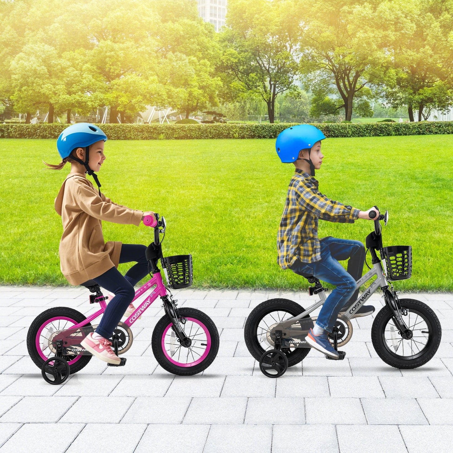 18 Inch Kids Bike Adjustable with Transparent Chain Cover for 4-8 Years Old