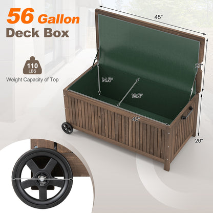 56-Gallon Wood Deck Box with Removable Waterproof PE Liner-Brown
