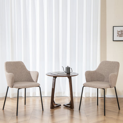 Dining Chairs Set of 2 with Curved Backrest  Wide Seat and Armrests-Gray