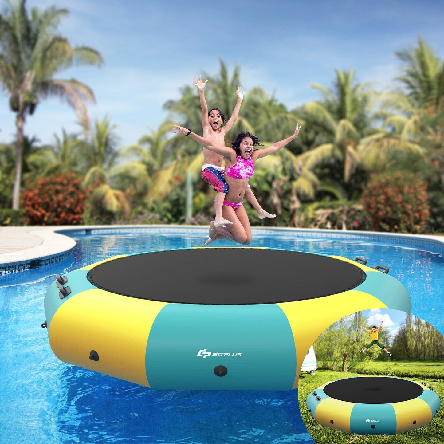 10 Feet Inflatable Splash Padded Water Bouncer Trampoline-Yellow