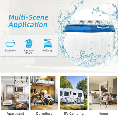 26 lbs Semi-Automatic Twin Tub Washing Machine with Drain Pump-Black