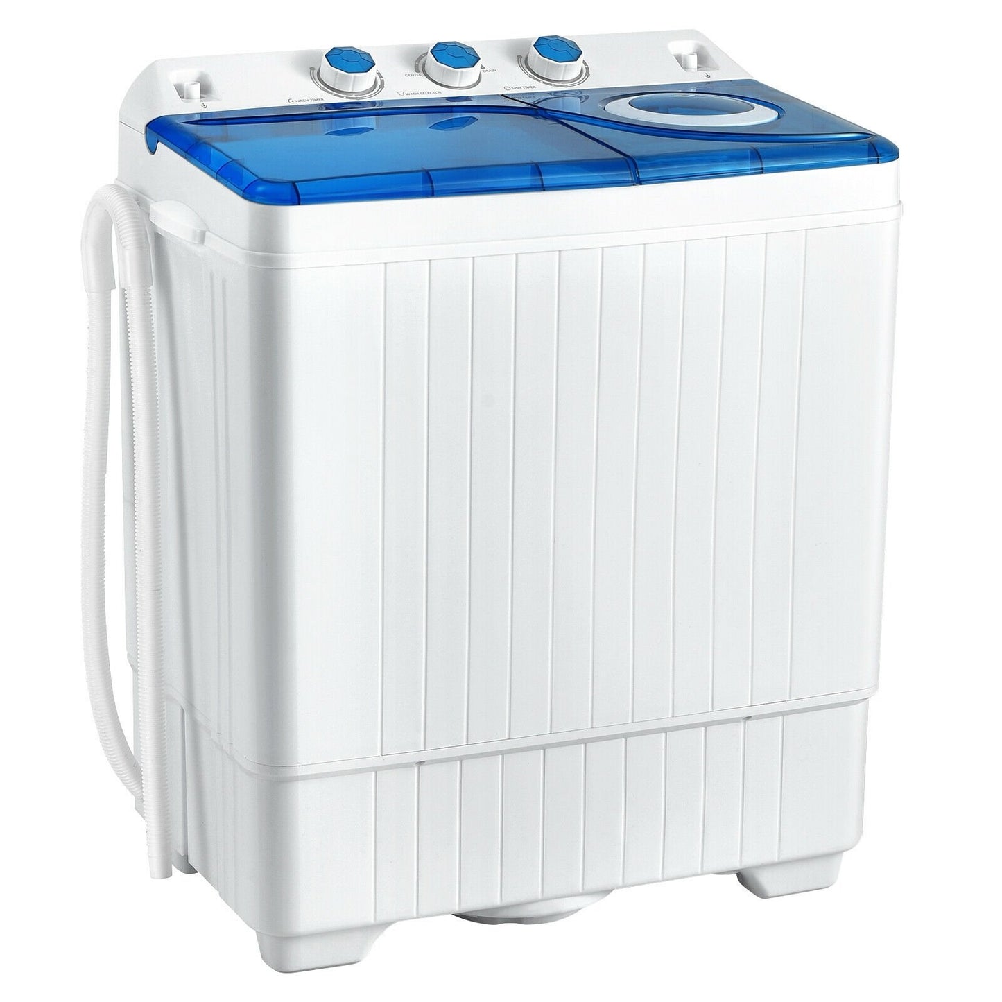 26 lbs Semi-Automatic Twin Tub Washing Machine with Drain Pump-Black