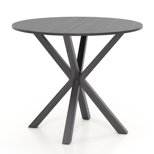 36 Inch Wood Dining Table with Intersecting Pedestal Base for 2-4 People-Black