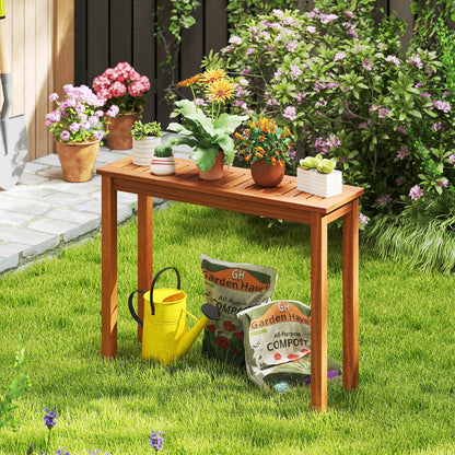 Wooden Plant Stand Outdoor Indoor Solid Wood Flower Pot Holder Display Shelf-S