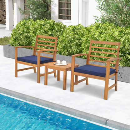 3 Pieces Outdoor Furniture Set with Soft Seat Cushions-Gray
