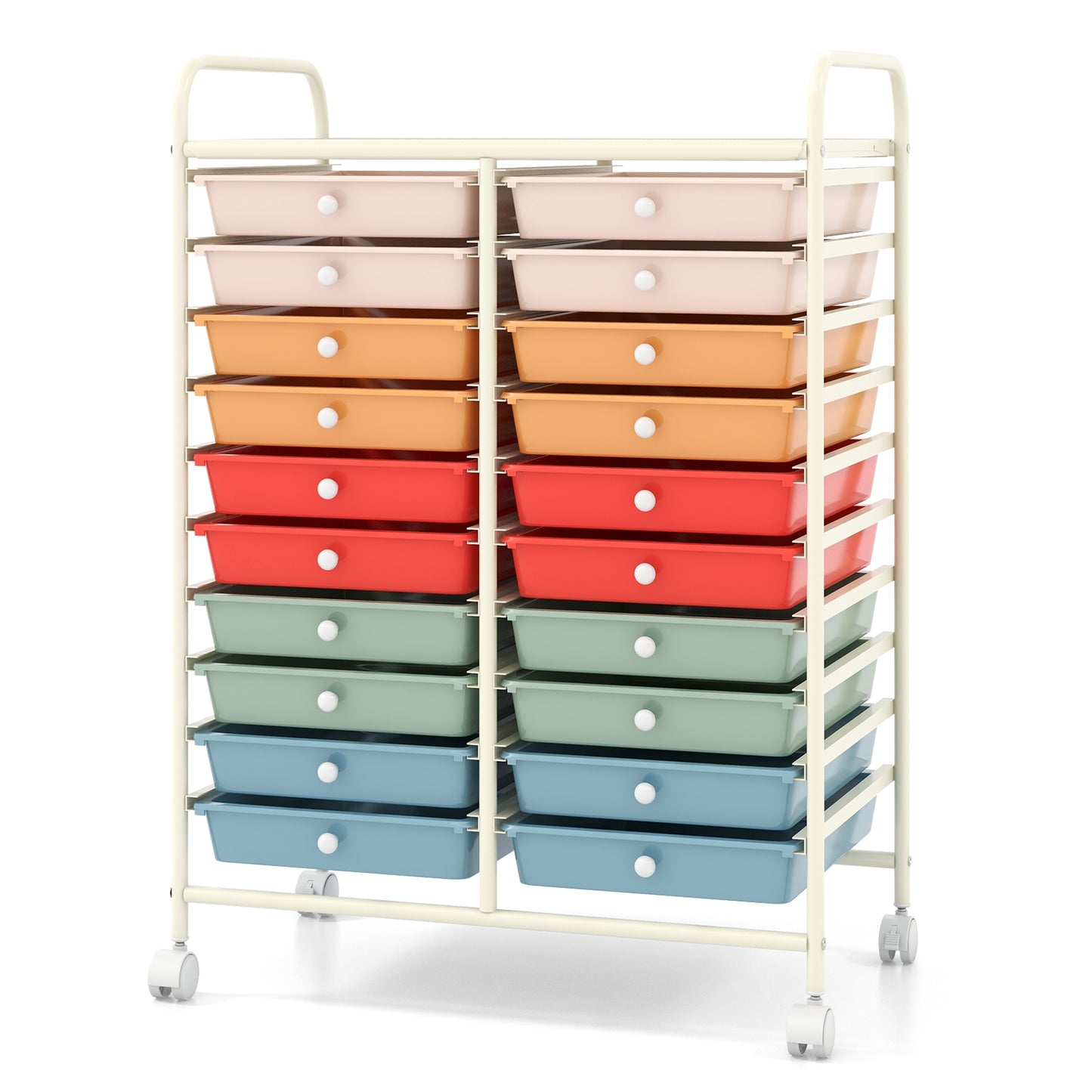 20 Drawers Rolling Storage Cart Studio Organizer-Deep Multicolor