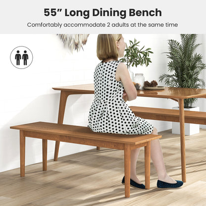 Solid Wood Dining Bench Entryway Bench with Rubber Wood Legs