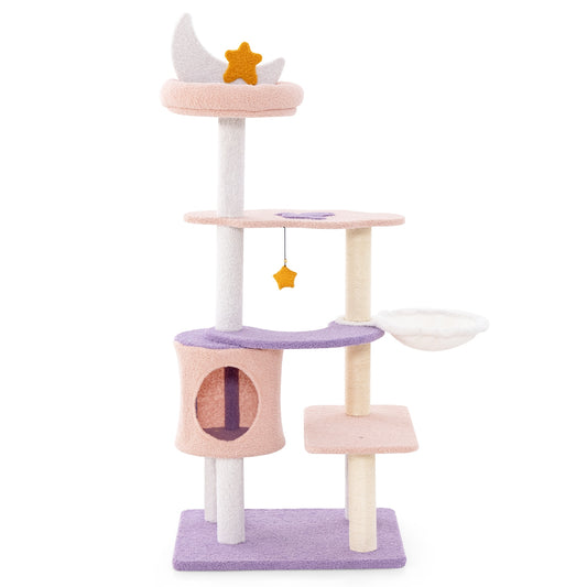 Multi-level Cat Tower with Sisal Covered Scratching Posts-S