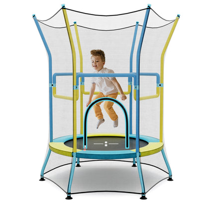 Mini Trampoline for Kids with Safety Enclosure Net and Foam Handles-Yellow