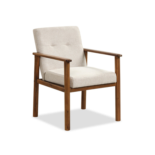 Modern Accent Linen Fabric Armchair with Solid Wood Legs and Soft Cushioned Seat