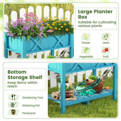 HIPS Raised Garden Bed Poly Wood Elevated Planter Box-Blue